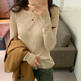 Bamboo Hemp Long-Sleeved Stretch Bottoming Women's Autumn And Winter New Solid Color Thin