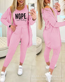Zingj Women's Solid Color Vest Elastic Waist Long Trousers Suit (3 Pieces) ODS4317