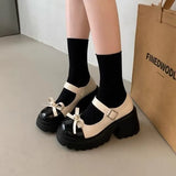 Zingj Lovely Mary Jane Small Leather Shoes Female Spring 2024 New Versatile Heighten Thick Bottom With Skirt Bow-Outfit