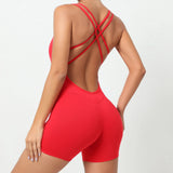 Zingj Honey Peach Hip Without Embarrassment Line Yoga Fitness Jumpsuit Show Back Up Hip Sports Jumpsuit Dancing Woman-Outfit