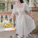Women Elegant Wedding Birthday White Dresses Summer Female Fashion A-Line Party Vestdios