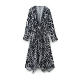 Spring Animal Print Silk Satin Dress