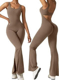 Women's Sleeveless Horn Jumpsuit Sexy Bare Back Vest Tightening Hip Yoga