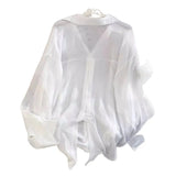 Fork Chiffon Sunscreen Shirt Women's Summer 2025 New Korean Version Of Loose Gas Thin Open Shirt