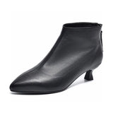 Zingj Women's Boots 2023 Autumn And Winter New Low-Heel Foreign Style Small Bare Boots Thin Heel Cowhide Rear Zipper With Short