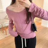 Girls' Long-Sleeved T-Shirt Women's New Solid-Color Bottomed Shirt With A Slim And Slim Design
