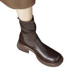 Zingj Women's New 2024 New Fall Brown Thick Heel Boots Women's Socks Boots Thin Boots British Style Small Short Boots Women's