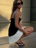 Women Sexy Spliced Pleated Hem Strapless Mini Dress Chic Off Shoulder Backless Chest Wrapped Dresses 2024 Female Party