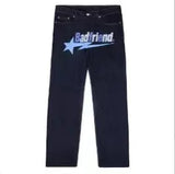 Letter Printed Jeans Men's High Street Fashion Brand Loose Straight Tube Casual