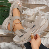 Large-Size Loose-Soled Sandals Women 2025 Summer New Slope And Flat-Bottomed Magic Beach