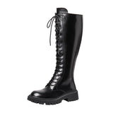 Knee Boots Female Knight Boots Tube Martin Boots Female 2024 New Spring And Autumn Winter Thick Bottom Boots Locomotive Boots-Outfit