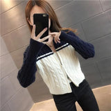Zingj Short Sweater Cardigan Female 2024 Spring And Autumn New Temperament Lapel Twist Knitting Small Coat Tide-Outfit
