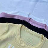 Summer Luxury Women Knitted Tops Ladies High Quality Embroidered T-shirts Spring New Vest Female Fashion Brand Letter