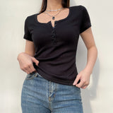 Zingj Spring 2023 New Hot Girl Wind Pure Color Simple Door Single Row Short Sleeve T-Shirt Jacket