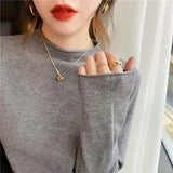Zingj Collar Bottomed Sweater Women's Long-Sleeved Autumn And Winter Sweaters Wear Loose Knitted Blouses In Thin