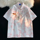 Women's Beach Shirt Korean Style Clothes Summer Women's Shirts 2023 Five-pointed Star Short Sleeve Shirt Couple
