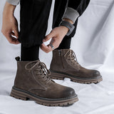 Zingj 2023 New British Style Outdoor Overalls Men Outfit Men's Fashion Boots