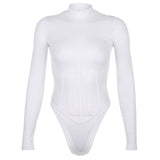 Sleeve Bodysuit Fashion Mesh Patchwork O Neck Casual Spring Winter Body Sexy Women 2020 Bodysuits