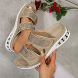 Zingj New Summer Ladies' Thick-Soled Slippers Water Drill With Air Cushion Slope Heel Large Size