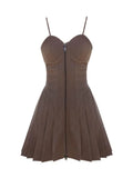 Dress Women Sexy Sleeveless Solid Slim Party V-neck Spaghetti Starp Dresses Fashion Vintage Zipper A-line Vestidos