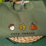 Cozy Season Fall Embroidered Sweatshirt- Outfit