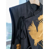 Fashion Vest Jacket Fashionable Foreign Style Heavy Industry Crane Embroidery New Chinese Style Loose Lace Horse Clip