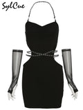 Sexy Backless Strap Simple Solid Color Hot Charm Glamour Slim Casual Elastic Senior Women's Dress Short Sleeve