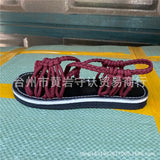 Zingj Size Summer Beach Sandals Women Clip Toe Rope Knot Flat Slippers Women- Outfit