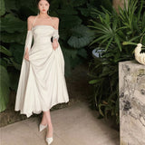 Women Fashion Elegant Evening Party White Dress Female Fashion Prom Wedding Clothing Vestidos