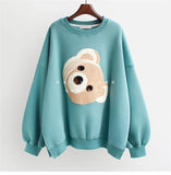 Casual Women Hooded Hoodie Cartoon Printed Sweatshirt Long Sleeve Korean Style Pullover Loose Streetwear