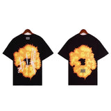 Printed Flower Wood Cotton Loose Sweater Y2K Hip Hop Street Pullover For