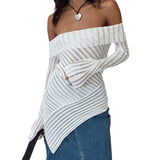 2025 New French Open Shoulder Long Sleeve Design Knitting Wool Repair Outside The Dress