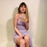 Beachwear Holiday Spring Knitted Sweater Dress Women Spaghetti Strap Strapless Backless Lace Up Dresses Female Lace Up