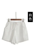 Cotton Women's Shorts Basic Elastic High Waisted Sports Short Pants Women A Line Solid Loose Wide Shorts Student