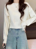 Zingj One-Word Collared Sweater For Women In Autumn And Winter, A Solid Color Casual Sweater, A Small Foreign