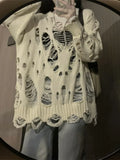 Y2k Aesthetic Holes Hollow Out Womens Sweater Grunge Loose Cardigan Mujer Fashion Harajuku Streetwear Casual Pull