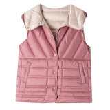 Autumn And Winter New Style Down Jacket Vest Female Short Money Double-Sided Wear Light Hooded Casual Warm Coat Tide Horse Clip-Outfit