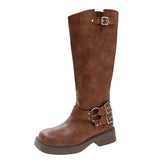 Zingj The Same Knight Boots Female Retro 2024 New Knee High Boots Western Cowboy