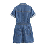 Spring Denim Waist Short-Sleeved Mini Dress