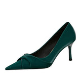 Zingj Stylish And Sexy Club Show Thin Heel, High Heel, Shallow Pointed Bow Women's Single
