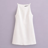 French Dress 2024 New Straight Collar Sleeveless Slimming Hip Skirt