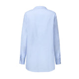 women shirt blouse long sleeve ruched solid color blouse for office ladies white blue black autumn