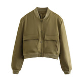 Color 2025 Spring And Autumn New Stand-Up Big Pocket Women's Jacket Women's