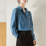 Zingj Shirt Female Autumn New Loose Korean Version Long Sleeve Retro Versatile Casual Shirt Ins Tide Coat-Outfit