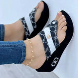 Toe Sandals And Slippers 2023 Summer New Slippers Muffin Thick Soles Herringbone Beach