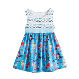 New Girls Summer Dress Flare Sleeve Sundress for Girls Princess Casual Wear Unicorn Printing Hawaii Holiday Beach