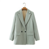 New Pure Color Double-Breasted Loose Casual Suit Jacket In