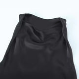 Spring Style Silk Satin Waist Pleated Dress