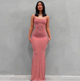 Sleeveless Bodycon Long Skims Dress Women Off The Shoulder Sexy Slim Backless Maxi Dresses Summer Vestidos Mujer