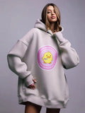 Zingj Hoodie 2024 New Female Ins Loose Sports Casual Print